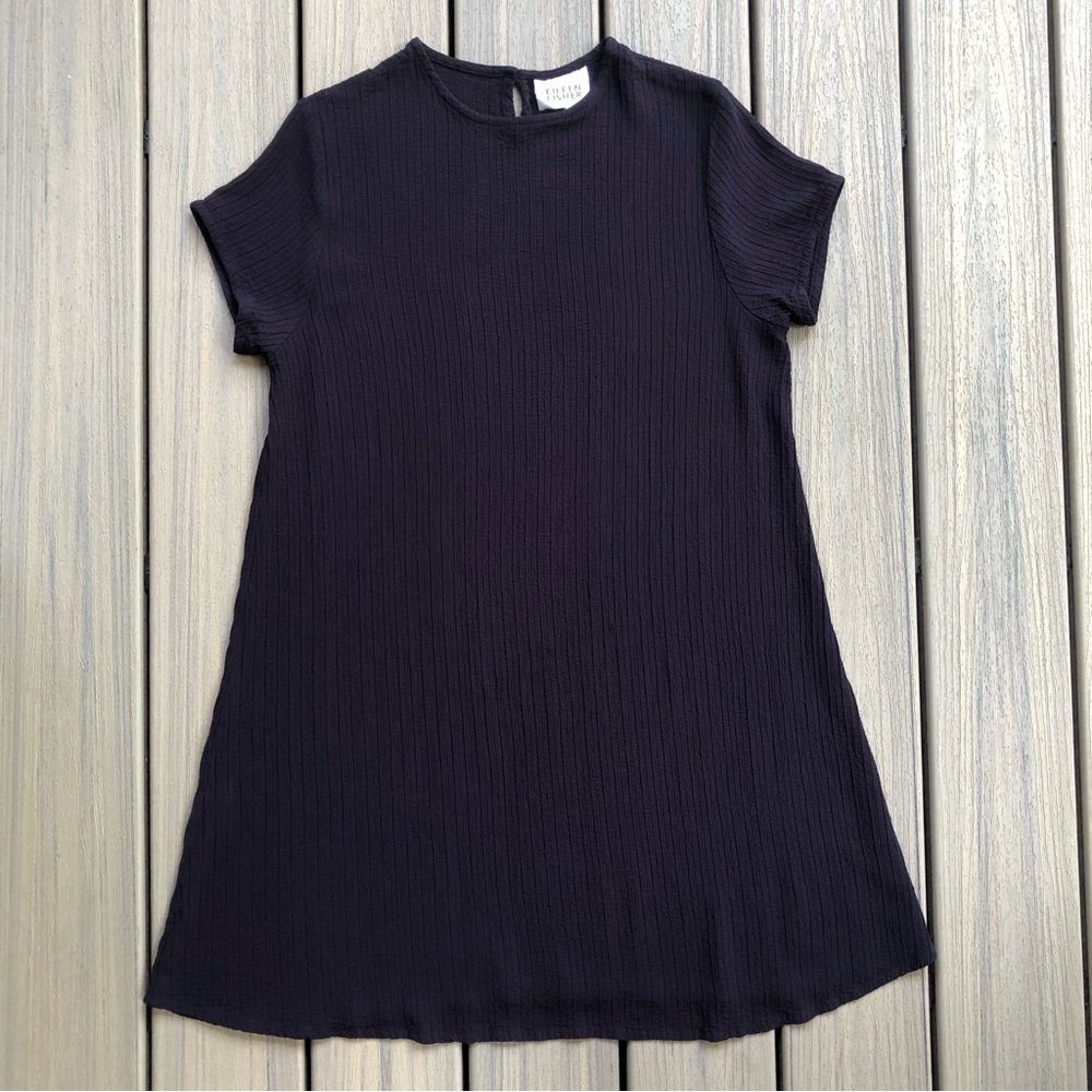 Eileen Fisher Black A-Line Textured Dress Size L - Picture 2 of 8